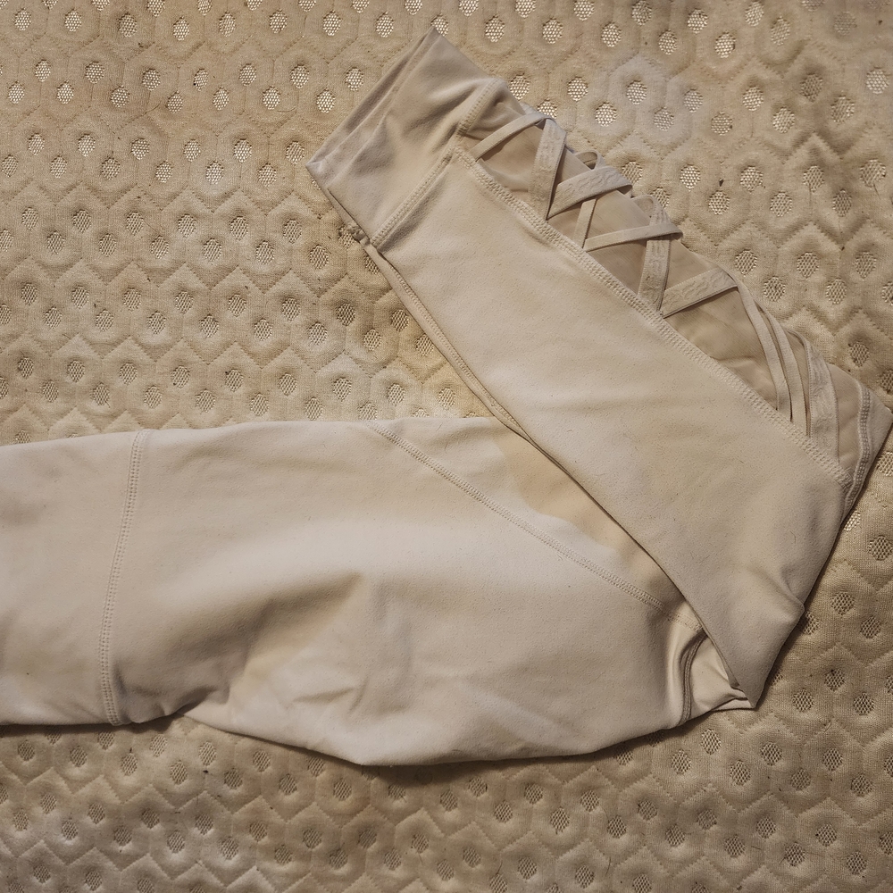 Fabletics White Leggings with Crisscross Detail